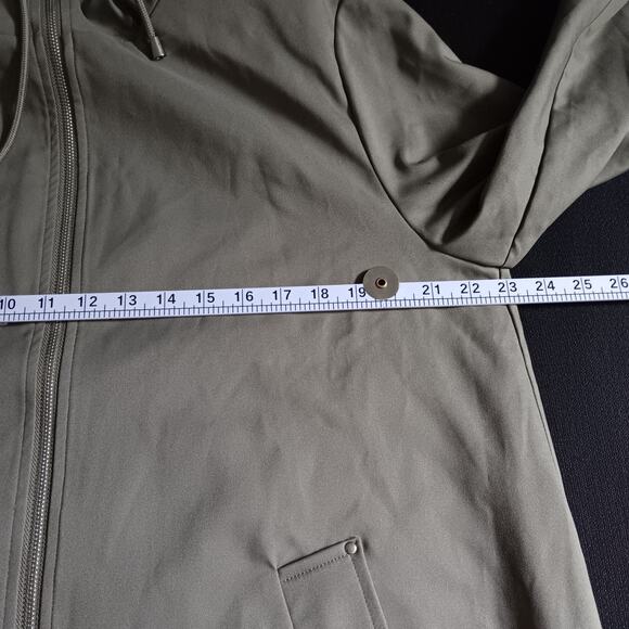 Bernardo Long Hooded Raincoat Olive Green Womens M Minimalist - Picture 6 of 12